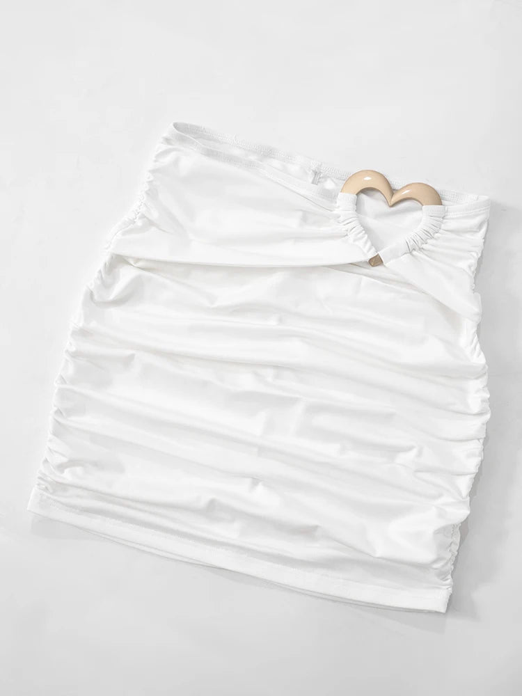 Liefdesringen Patchwork 2-delige set met gekruiste haltertops voor dames + gerimpelde holle rokken, bijpassende pakken met trendy straattrends