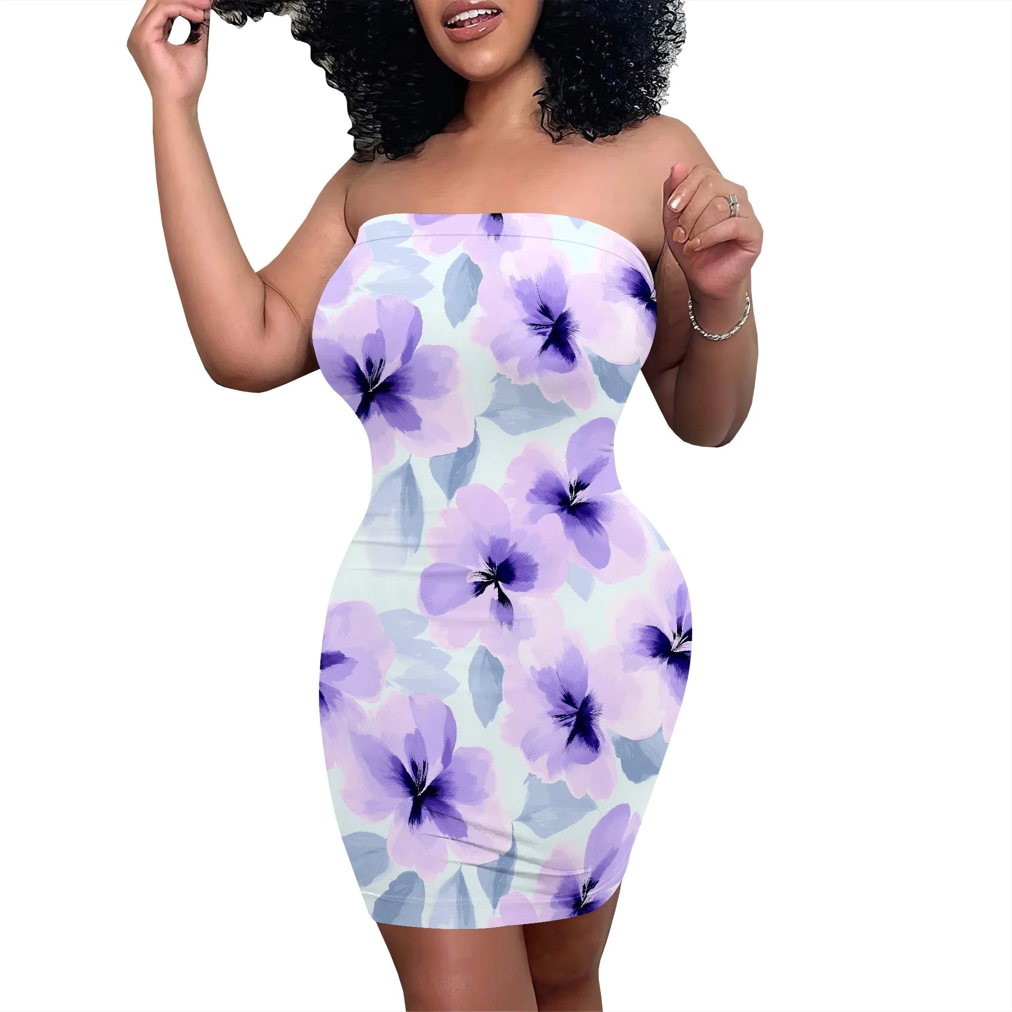 Women's Summer Casual Tube Top Sexy Strapless Bodycon Midi Drees Club Party Dresses