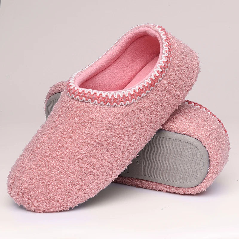 Women's Soft Winter Warm Casual Slippers For Outdoor and Indoor Use With Wear-Resistant Rubber Flat Sole Ladies' Shoes