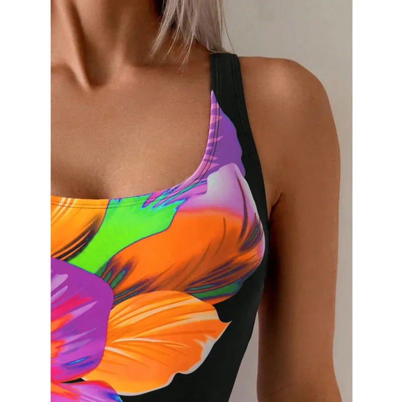 Women’s Printed One-Piece Swimsuit – Push-Up Slim Fit Swimwear for Beach, Pool & Summer Vacation