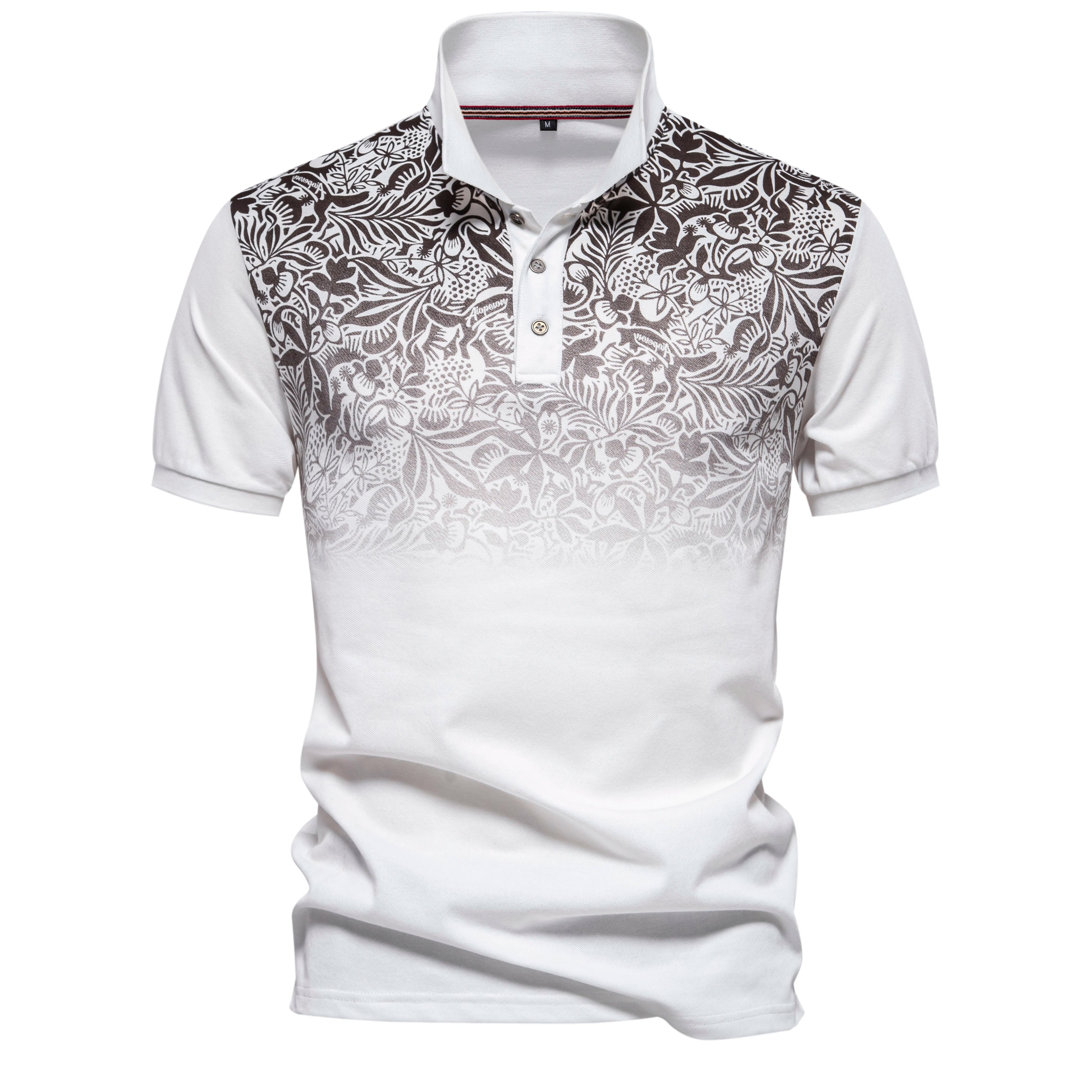 Men's Gradient Printed Cotton-Blend Short Sleeve Summer Polo Shirts