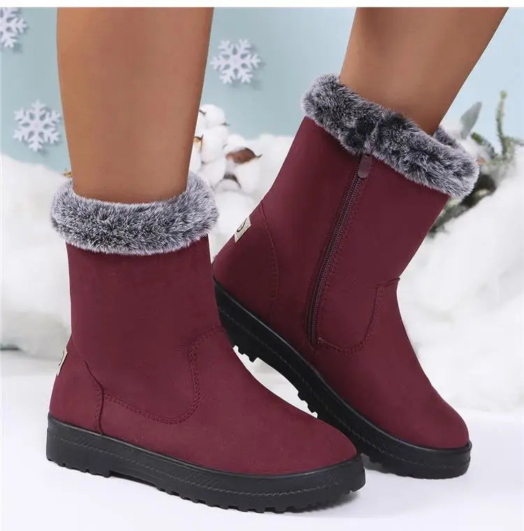 Winterlaarzen voor dames 2025 Trendschoenen Dames Platform Damesschoenen Platte Halfhoge Laarzen Platform Winterlaarzen voor dames Botas Mujer