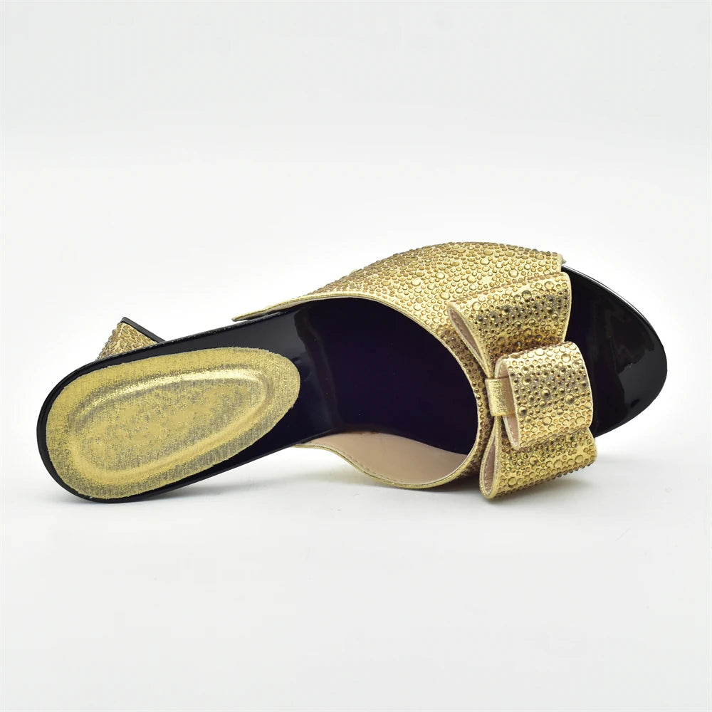 Italian Shoes with Matching Bag for Wedding Shoe and Bag Set for Nigeria Party Italy African Women Party Pumps with Rhinestone