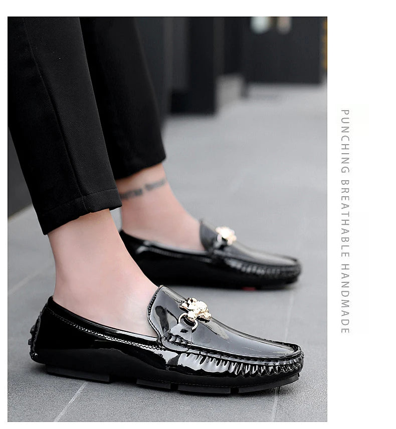 Stylish England Gentleman Casual Moccasin Shoes White Silver Mens Formal Dress Wedding Shoes Large Size 38-48 Youth Loafers