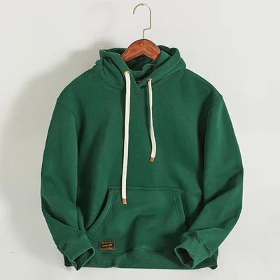 Autumn Winter American Retro Hooded Kangaroo Pocket Sweatershirts Men's Fashion Loose Casual Heavyweight Velvet Pullover Hoodies