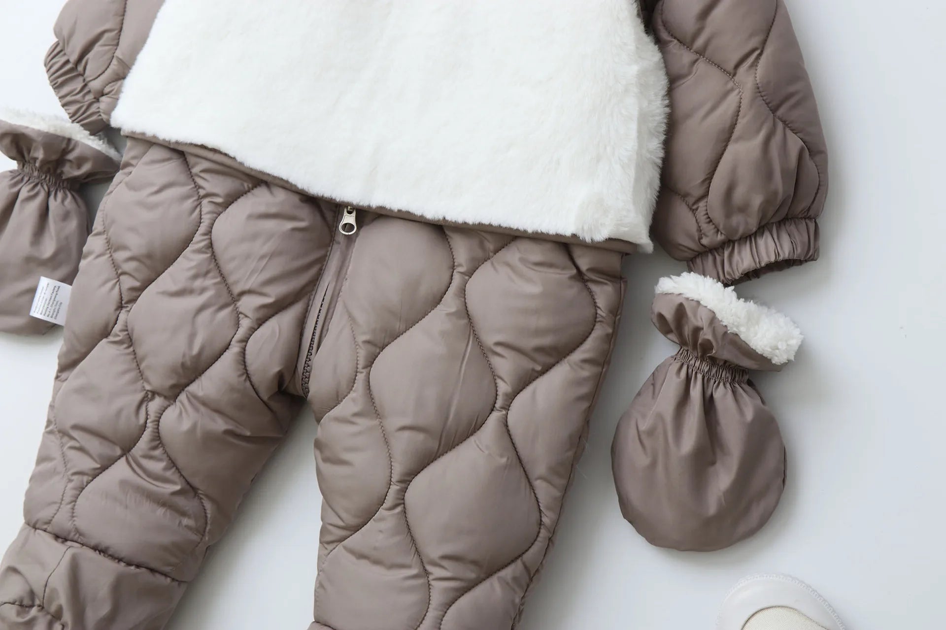 Baby's 2Pcs Winter Warm Clothes Thicken Fleece Rompers Jumpsuits Fur Lining Footie and Vest Snowsuit For Toddlers 0-2Y