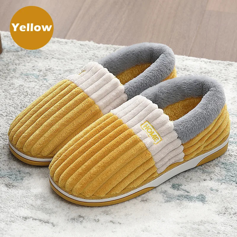 Unisex Fur Fluffy Indoor Slippers With Soft Comfy Furry Bedroom Slides and Non-Slip Plush Flat Cotton Shoes