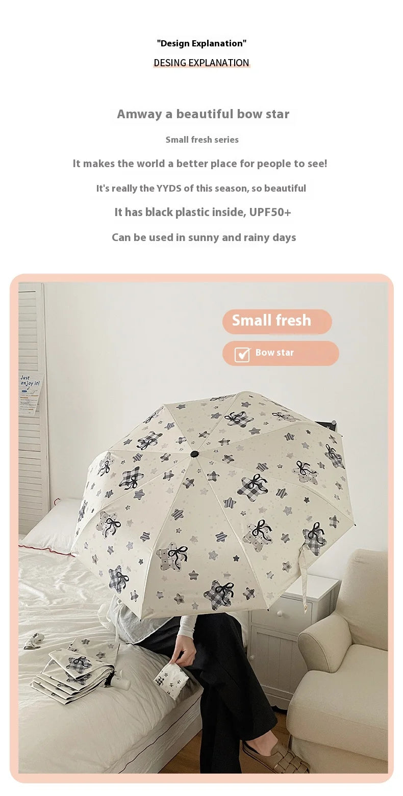 Automatic Fold Umbrella | All-Weather UV Sunshade | Ins Style Black Glue Design