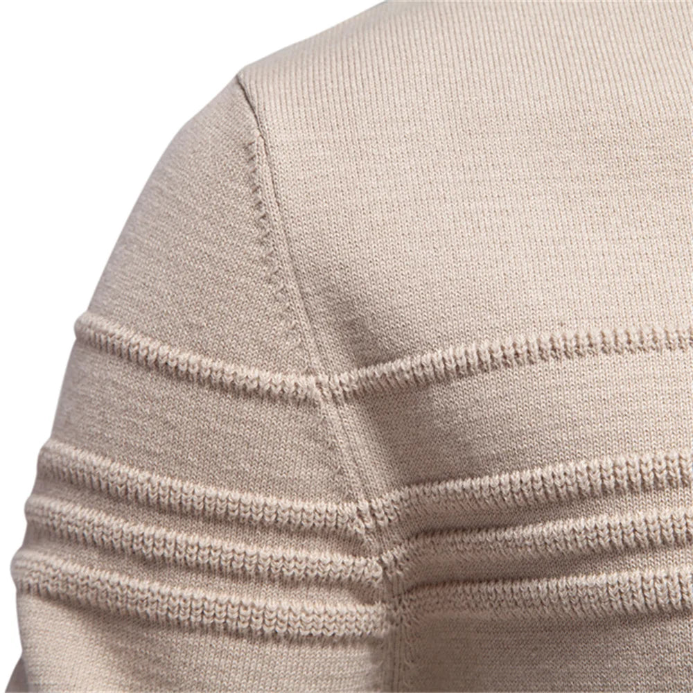 Men's Crewneck Pullover Sweater Knitted Cotton Stripped Quality Autumn Winter Warm Sweaters for Men