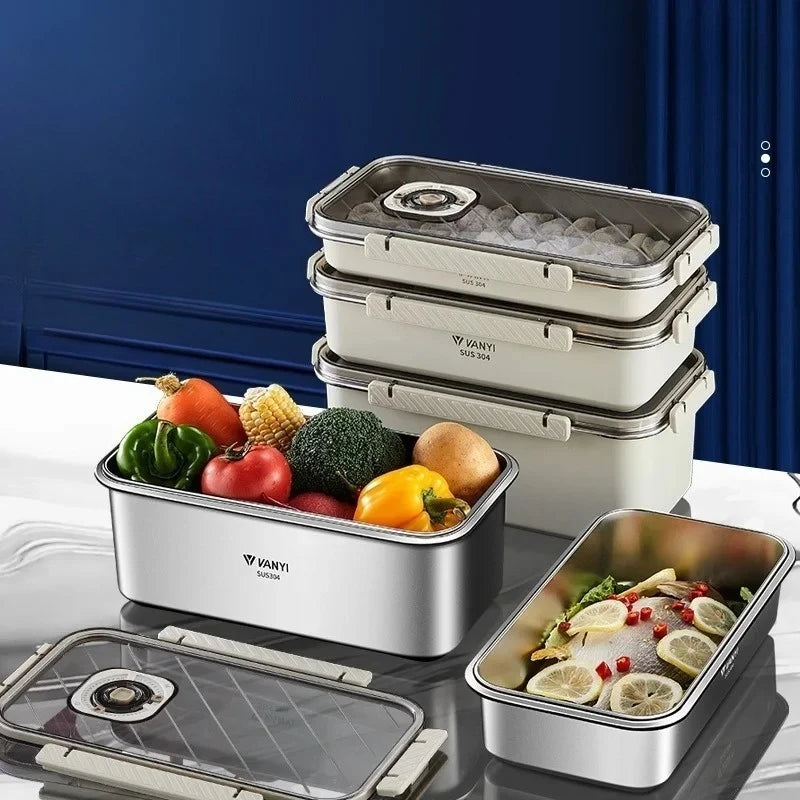 Stainless Steel Airtight Containers w/ Date Indicator & Leakproof Lid - BPA-Free Microwave/Freezer Safe - Home/Kitchen Lunch Box
