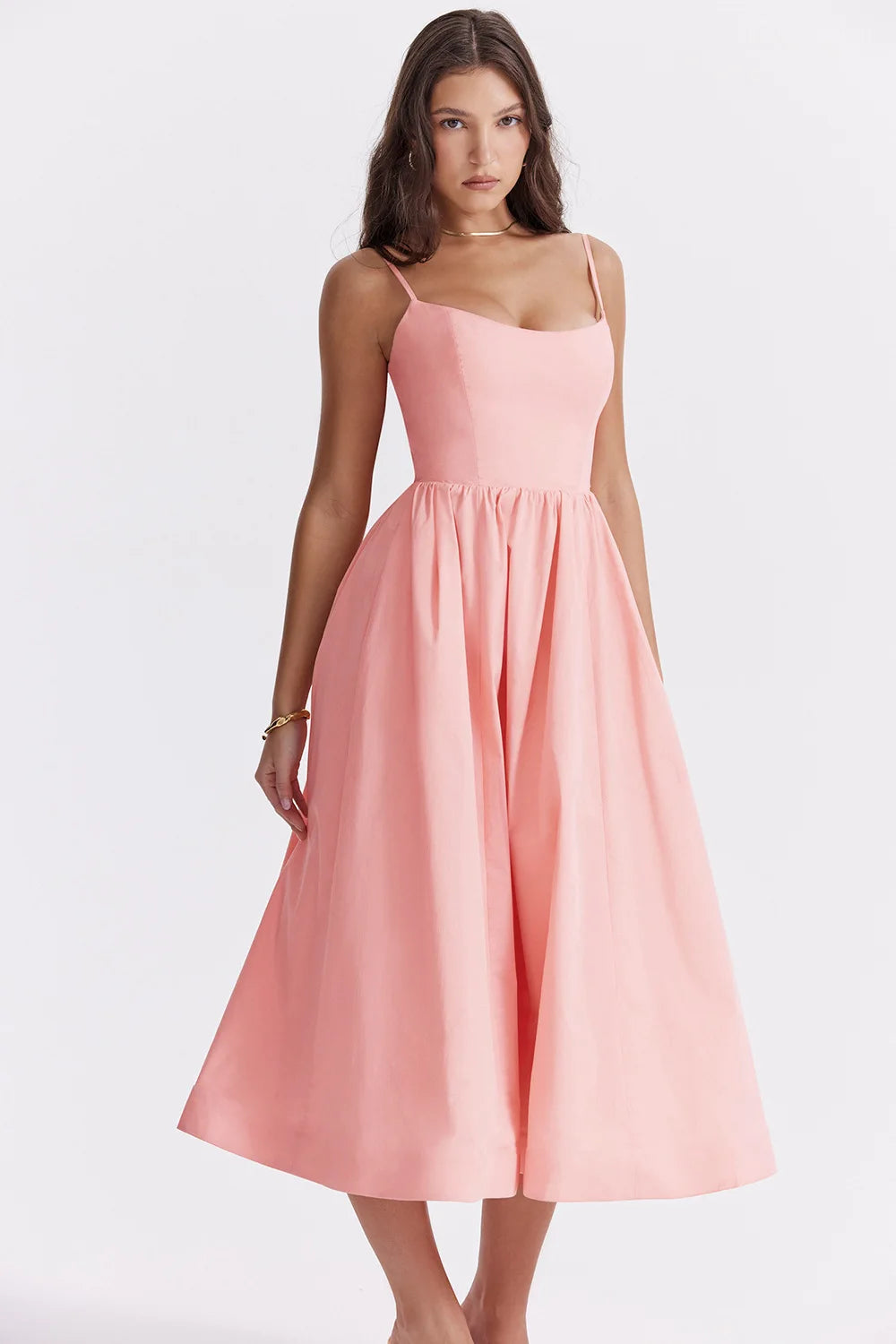 Chic Elegant Party Dresses for Women Solid Spaghetti Strap Sleeveless Long Dress Holiday Beach Sundress Robe Femme Été