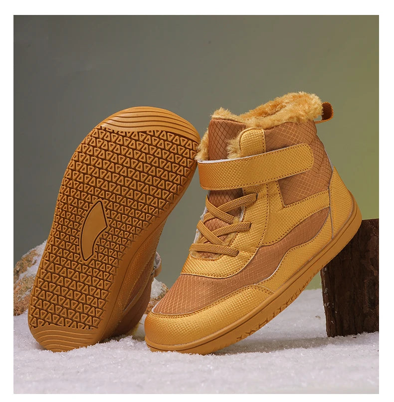 Kinderen brede neus blotevoeten sneeuwlaarzen comfortabele warme stijlvolle winter minimalistische sneakers voor jongens en meisjes, perfect voor peuters tot grote kinderen