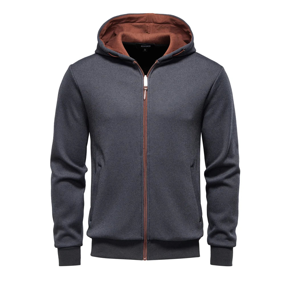 Men's Hoodie Solid Colour Winter Warm Retro Streetwear Minimalist Design Sportswear Zipper Hooded Sweatshirts