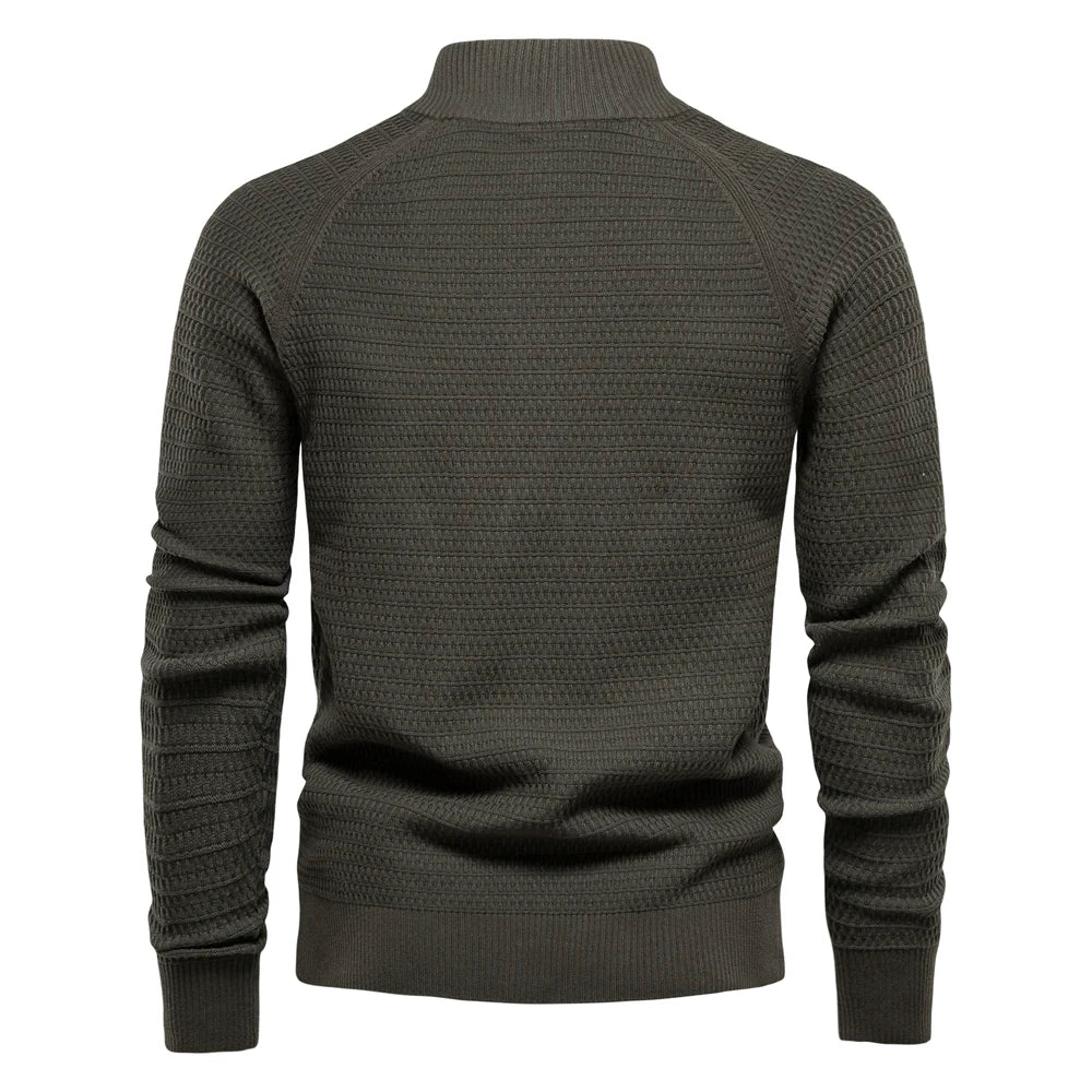 Men's Knitted Cardigan Cotton High Quality Button Mock Neck Sweater for Men's New Winter Designer Cardigans