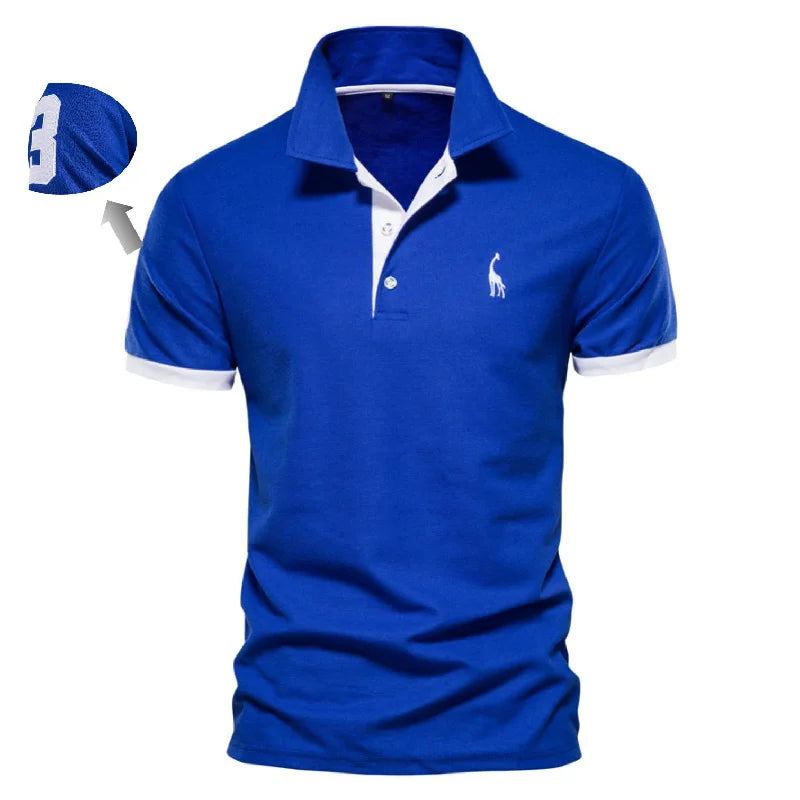 Men's Cotton Polos Giraffe Embroidery Short Sleeve Polo Shirts for Men High Quality Brand Design Polos Men Clothing
