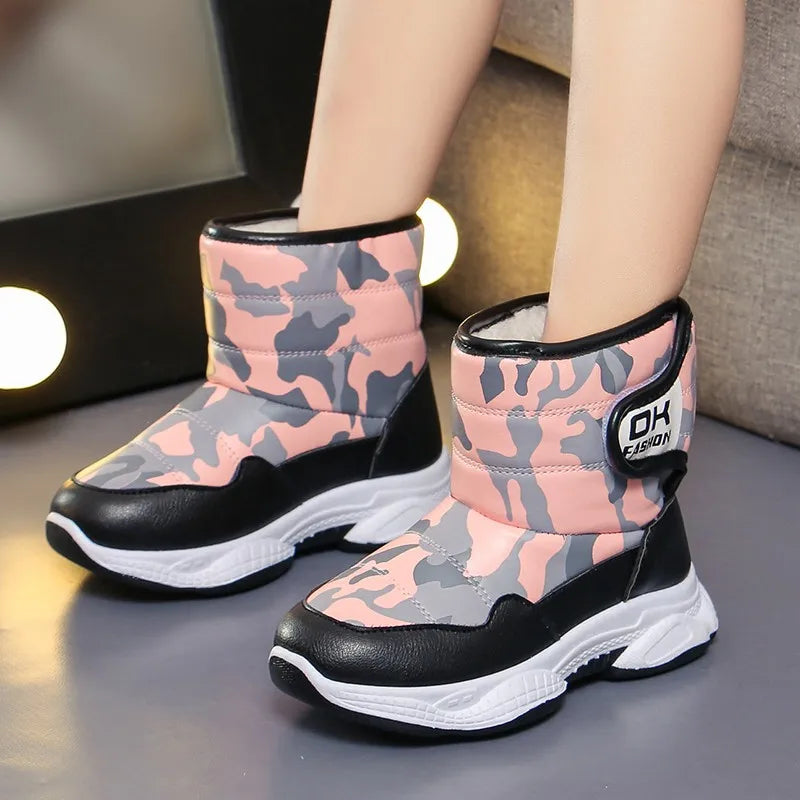 Kids' Casual Shoes Snow Boots Ankle Boots PU Leather Winter Shoes Velcro Anti-Slip Warm Shoes For Girls Size 26-37