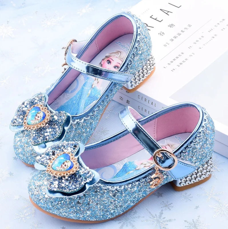 New Elsa Shoes For Girls Cartoon Leather Children Shoes Frozen Princess Kids Shoes Girl Sandals Dress Snow Queen Sandal Koreans