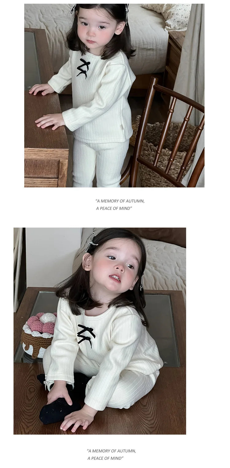 2025 Winter Nieuwe Baby Dikke Warme Kledingset Meisjes Strik Fleece Bottoming Shirts + Leggings 2 Stuks Pak Peuter Plus Fluwelen Kleding
