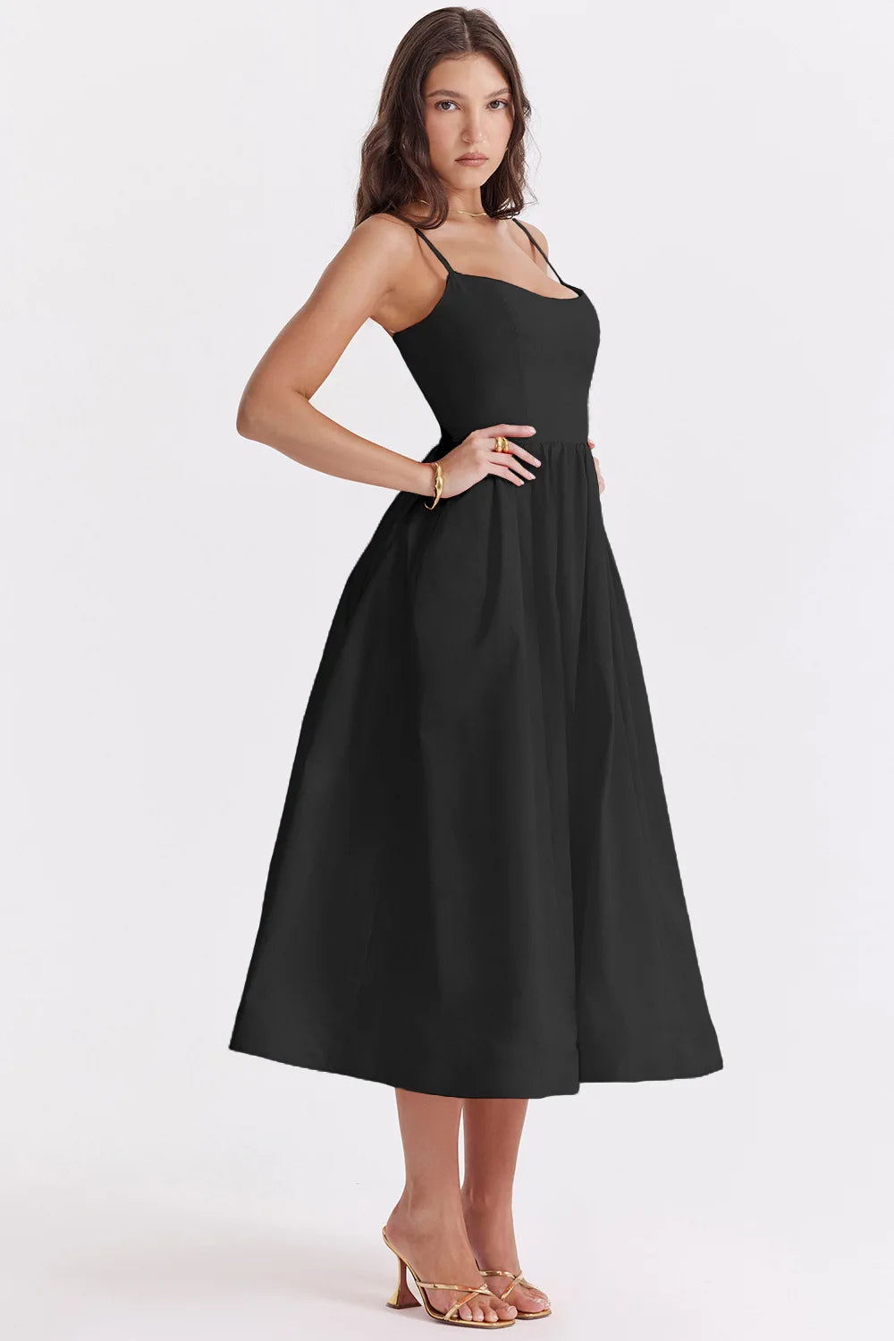 Chic Elegant Party Dresses for Women Solid Spaghetti Strap Sleeveless Long Dress Holiday Beach Sundress Robe Femme Été