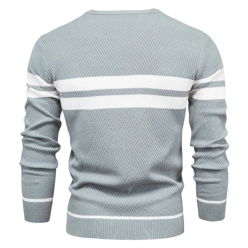 Men's Autumn Pullover Men's Sweater O-neck Patchwork Long Sleeve Warm Slim Sweaters Casual Fashion Sweater For Men