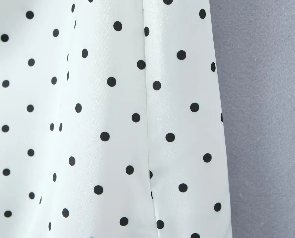 2025 Dames Vintage Zwart Wit Polka Dot A-lijn Knielengte Rok Sexy Lage Taille Vakantie Zomerrokken