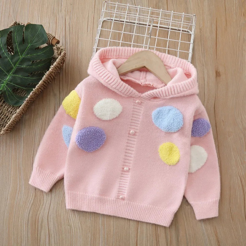 Autumn Kids Sweater for Girls Cute Colour Balloon Knitted Pullover Loose Children's Clothing Sweet Style 2-6T Girls