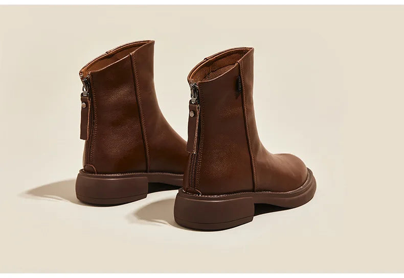 Women's Genuine Leather Female mother Ankle Boots Shoes Split Zipper Winter Fur Plush Warm Autumn Zapateos Mujer Platform