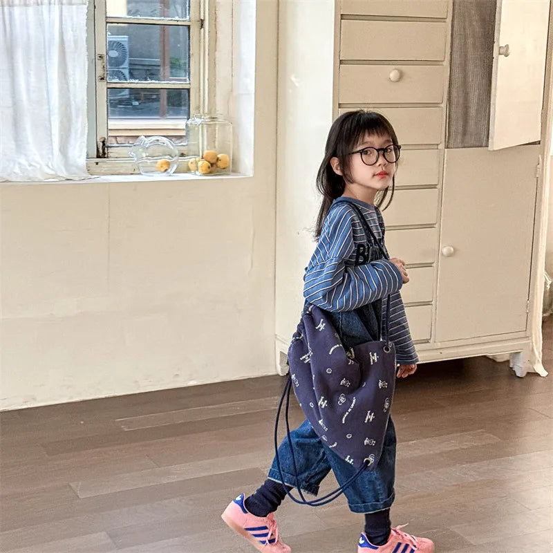 2025 Lente Nieuwe Kinderen Losse Overalls Katoen Baby Meisjes Jongens Cartoon Print Wijde Pijpen Broek Jongens Band Broek Kinderen Casual Broek 4-6Y Unisex