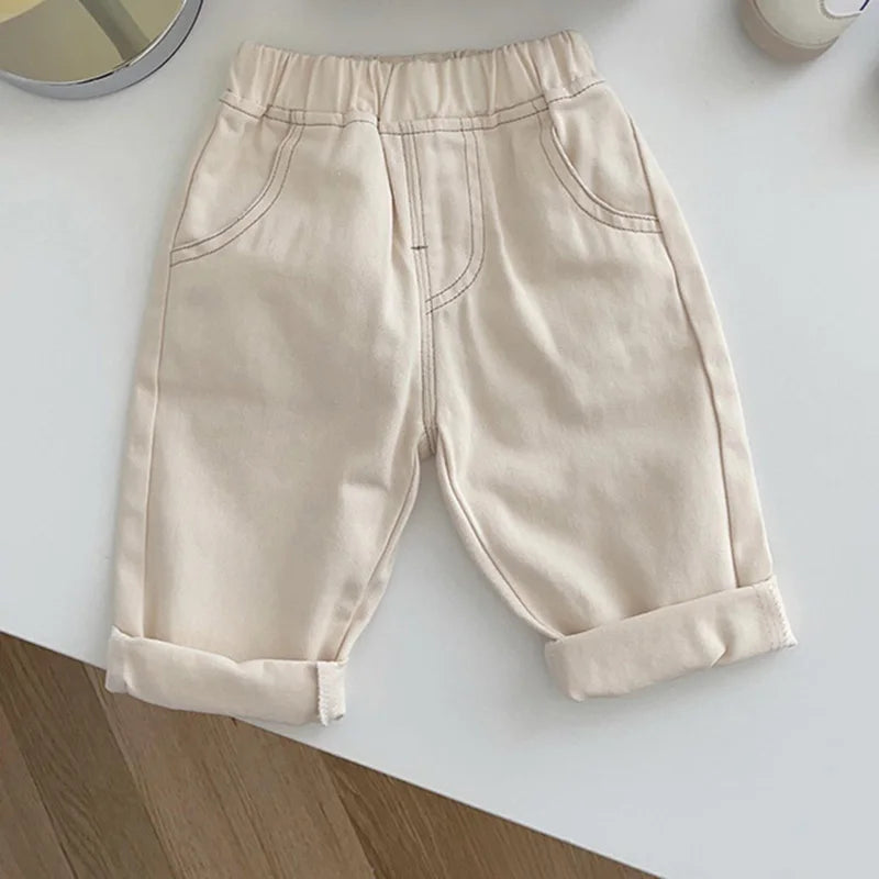 Baby Pants Solid Kids Jeans Casual Boys Denim Pants Soft Girls Fashion Trousers For Children 9M-5T Unisex