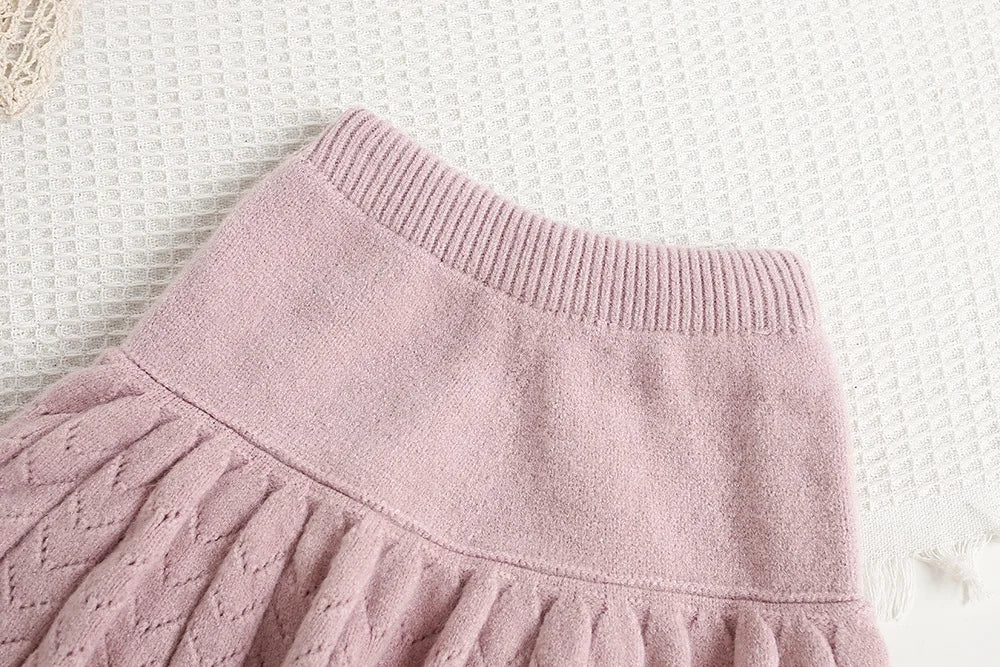 Autumn Children Sweater Set Hollow Knitting Girls Knitwear + Skirt Korean Version Loose Kids Outfit 2PCS 9M-5T Girls