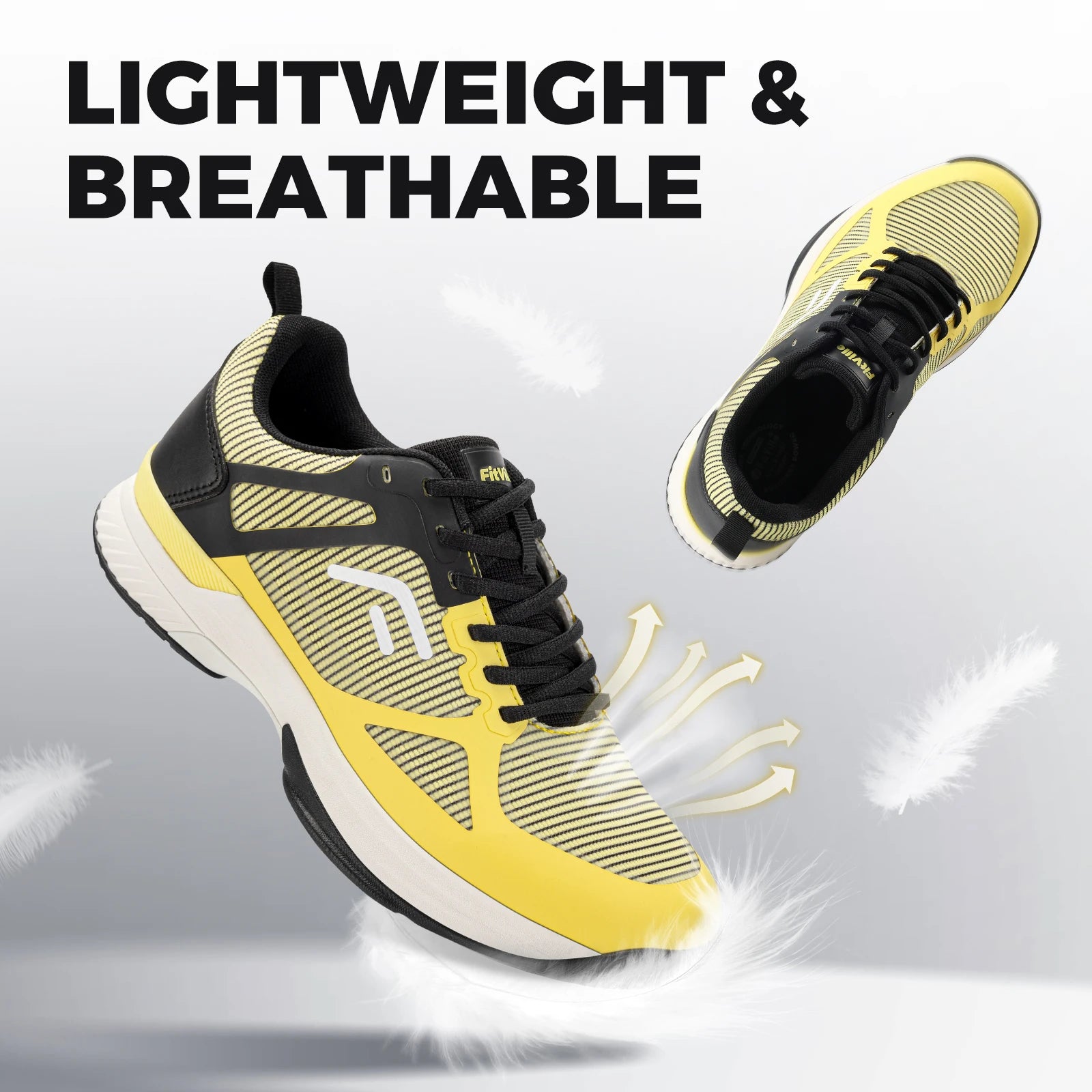 Men's Wide Pickleball And Full Court Tennis Sneakers with Arch Support - Lightweight Non-Slip Sports Shoe