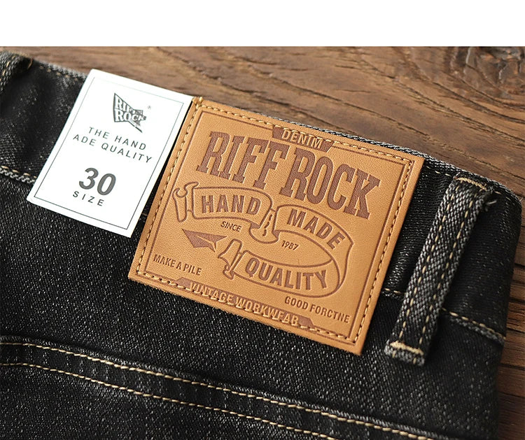 Herfst Nieuwe Amerikaanse Retro Zware Zwarte Denim Stretch Jeans Heren Eenvoudige Gewassen Oude Casual Rechte Slanke Potloodbroek