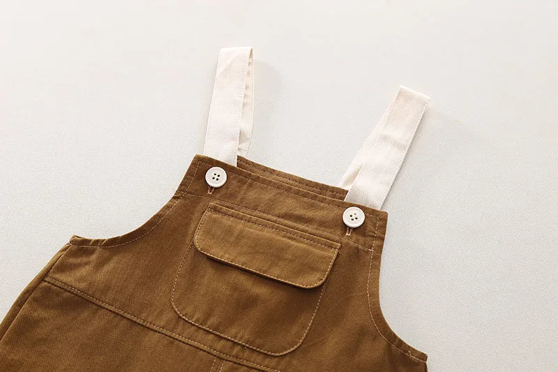 Herfst kinderkledingset kinderen schattige cartoon beer shirt + effen overall jongens 2 stuks dunne stijl outfit 1-3 jaar unisex