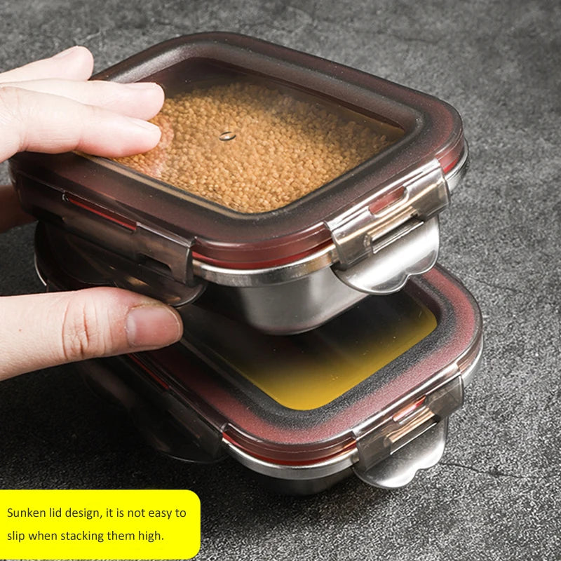 304 Stainless Steel Food Lunch Bento Box Sealed Leakproof Travel Storage Box Household Pickle Boxes Refrigerator Food Container