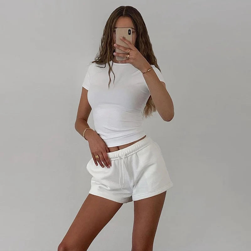 Spring New Short Sleeve T-Shirt Women Solid Simple Casual Soft All-Match Hot Basic Crop Tops Tees Summer Fashion