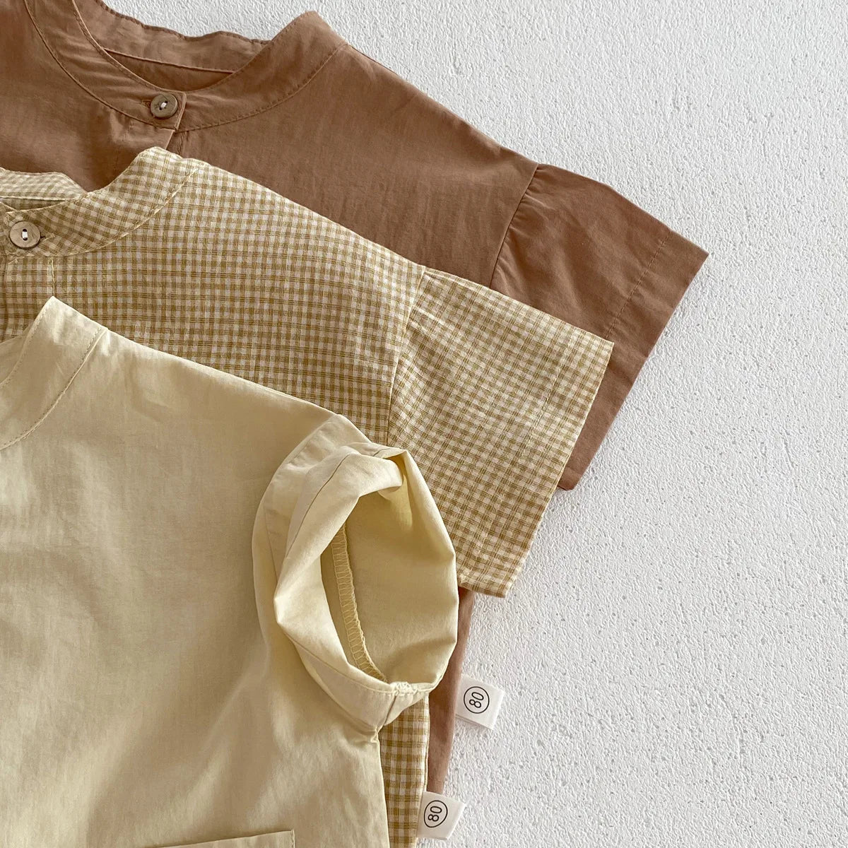 Summer Thin Short Sleeve T-shirt and Shorts Set Small Stand Collar Cool Toddler Boys Baby Girls 2PCS Casual Beach Suits 1-5Y Unisex