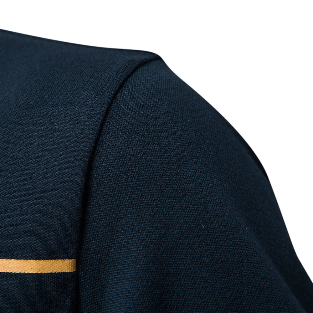 Men's Polo Shirts Cotton Short Sleeve Striped Contrast Colour Polo Shirts for Men Brand High Quality Social Polos Male