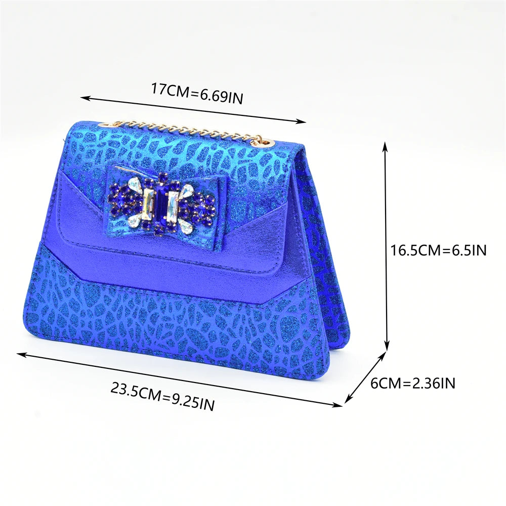 Luxury Italian Shoes and Bag Set for Women Wedding Bride Shoes Woman Nigeria Bag and Shoe Set Decorated with Rhinestone