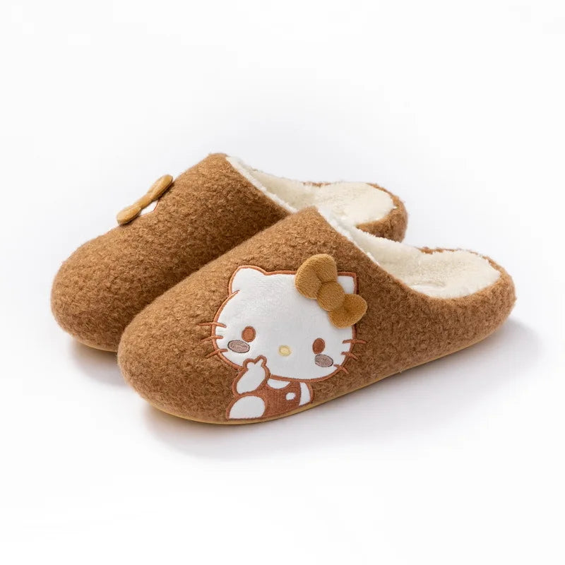 Kids' Slippers House Shoes Cartoon Kuromi Winter Shoes Warm Anti-Slip Soft Bottom Shoes For Girls Size 36-41