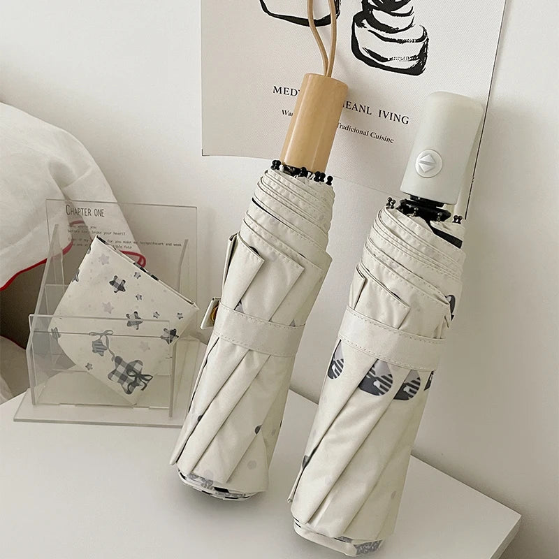 Automatic Fold Umbrella | All-Weather UV Sunshade | Ins Style Black Glue Design