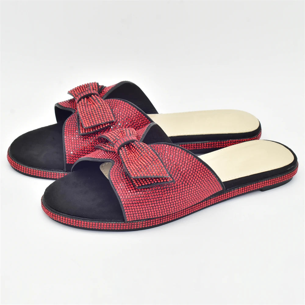 2025 Bling Crystal Bowknot Pumps Women Wedding Shoes Bride Elegant Low Heels Nigerian Women Pumps Shoe for Women Designer Luxury