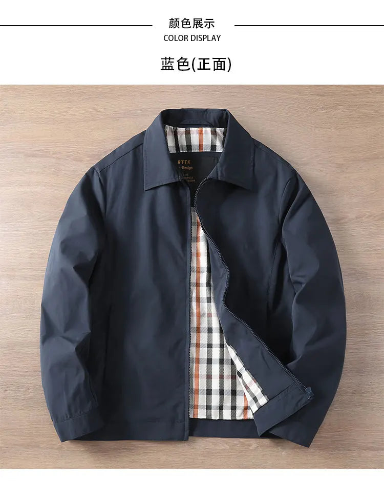 2025 Lente en herfst Nieuwe Amerikaanse retro lange mouwen revers zakelijke casual jas heren slanke veelzijdige dagelijkse jas met ritszak