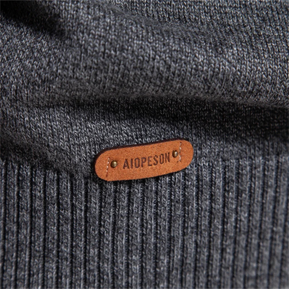Men's Autumn Cotton Sweater O-Neck Patchwork Sleeve Pullovers Solid Colour Warm Winter Sweaters For Men