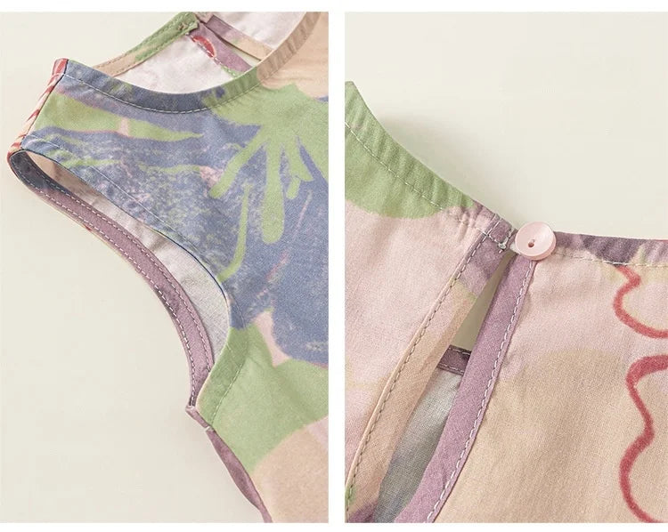 New Summer Girls Printing Dress Kids Cute Sleeveless Multi-Colour Dress Children Loose Thin Clothes 1-7T Girls