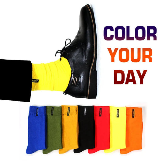 7 Paar neue Herrensocken aus farbiger Baumwolle, hochwertig, einfarbig, Business-Casual-Socken für die Woche