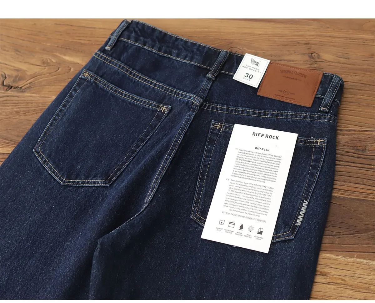 2025 Lente Nieuwe Amerikaanse Retro Primaire Kleur Denim Jeans Heren Eenvoudige 90% Katoen Gewassen Oude Casual Losse Rechte Wijde Broek