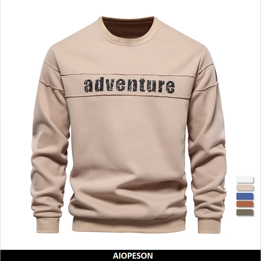 High Quality Smooth Patchwork Printed Sweatshirts for Men Fashion Youth O-neck Sportswear Tops Men's Sweatshirt