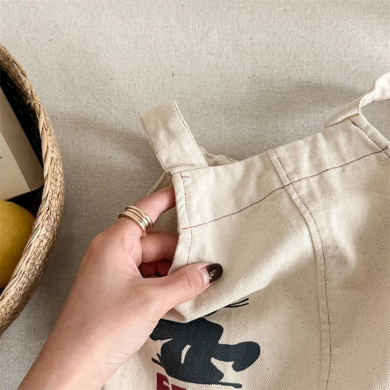 2025 Lente Nieuwe Kinderen Losse Overalls Katoen Baby Meisjes Jongens Cartoon Print Wijde Pijpen Broek Jongens Band Broek Kinderen Casual Broek 4-6Y Unisex