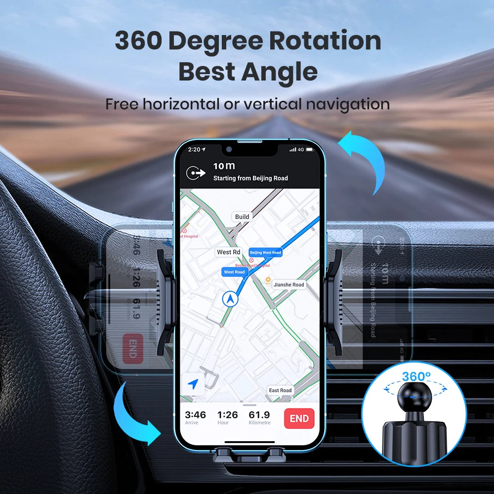Car Phone Holder Mount,TOPK Upgrade Auto Locking Universal Phone Stand Holder with Hook Clip for Car Air Vent for iPhone Samsung