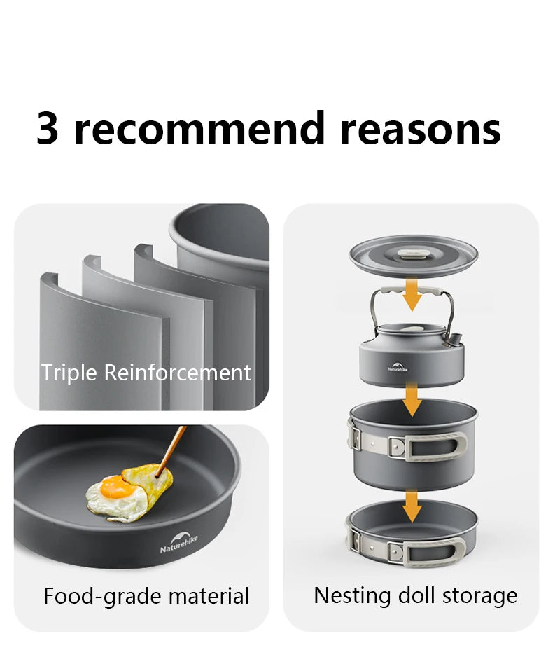 Portable Camping Cookware Set Outdoor Frying Pan Kettle Collapsible Picnic Tableware Kitchenware Furniture